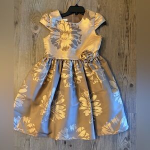 Bonnie Jean Gold and Cream Floral Kids Dress